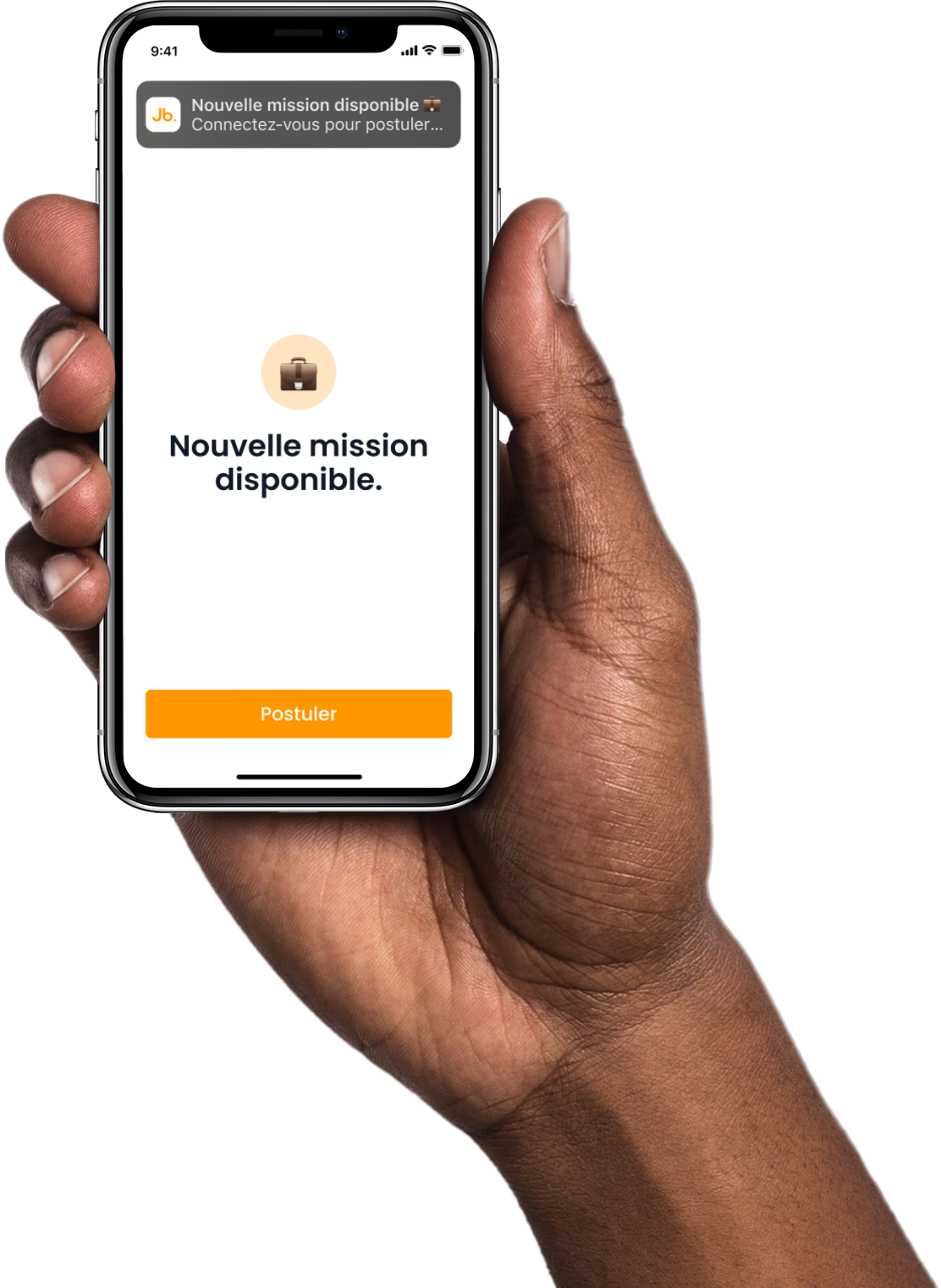 L'application Jobbiz affichée sur un smartphone
